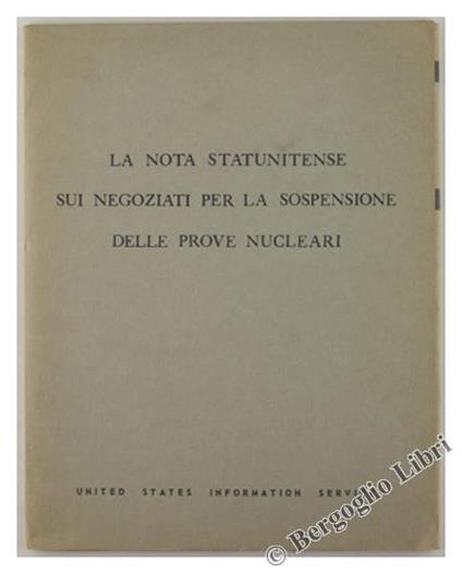 La Nota Statunitense Sui Negoziati per la Sospensione delle Prove Nucleari - copertina