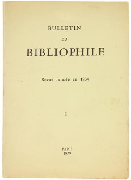 Bulletin du Bibliophile. 1979. I - copertina