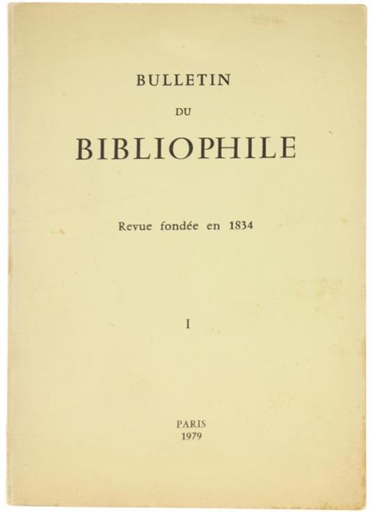 Bulletin du Bibliophile. 1979. I - copertina