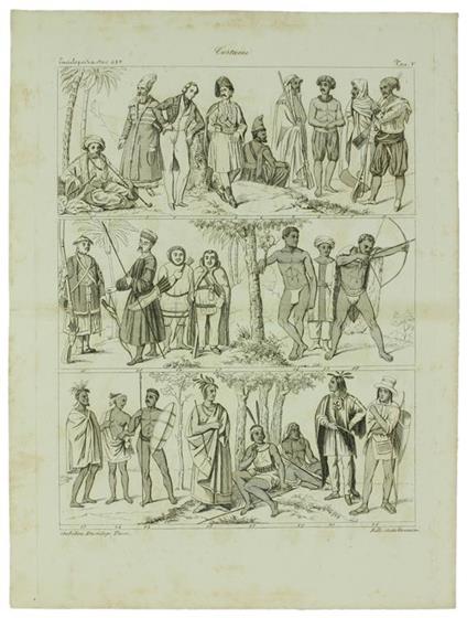 Costumi. Incisione Originale in Rame, Cm 33X24,5 Tratta Da: Enciclopedia Italiana e Dizionario Italiano della Conversazione - copertina