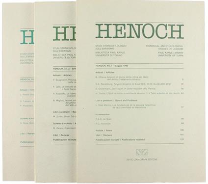 Henoch. Vol. XII. Studi Storicofilologici Sull'Ebraismo Redatti Presso la Biblioteca Paul Kahle dell'Istituto di Orientalistica dell'Università di Torino - copertina