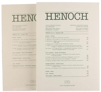 Henoch. Vol. XV. Studi Storicofilologici Sull'Ebraismo Redatti Presso la Biblioteca Paul Kahle dell'Istituto di Orientalistica dell'Università di Torino - copertina