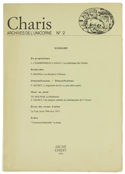 Charis. Archives de l'Unicorne N. 2 - copertina