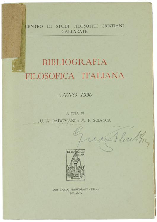 Bibliografia Filosofica Italiana. Anno 1950 - copertina