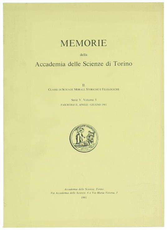 Memorie - Classe di Scienze Morali, Storiche e Filologiche. Serie V, Volume 5 - Fascicolo II, Aprile - Giugno 1981 - copertina