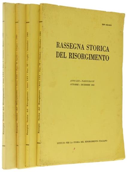 Rassegna Storica del Risorgimento. Annata Completa 1983 (LXX) - copertina