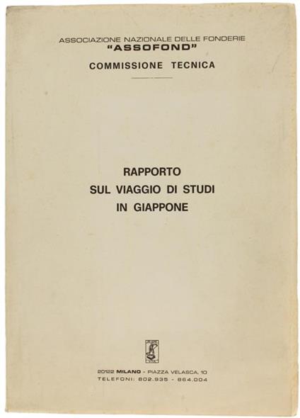 Rapporto sul Viaggio di Studi in Giappone - copertina