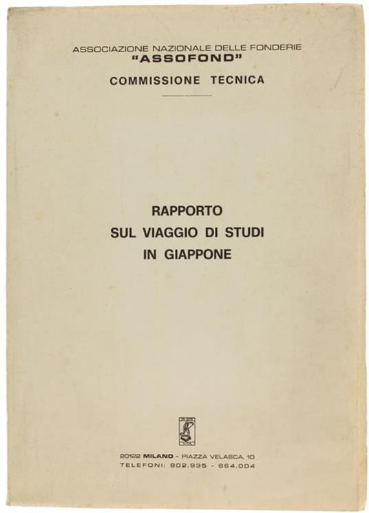 Rapporto sul Viaggio di Studi in Giappone - copertina