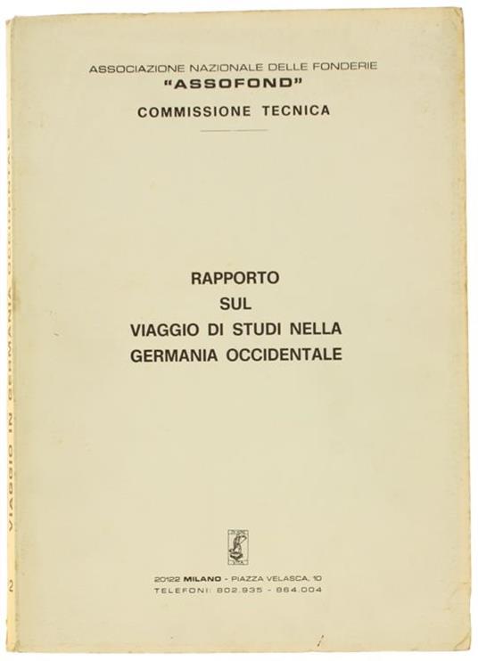 Rapporto sul Viaggio di Studi nella Germania Occidentale - copertina