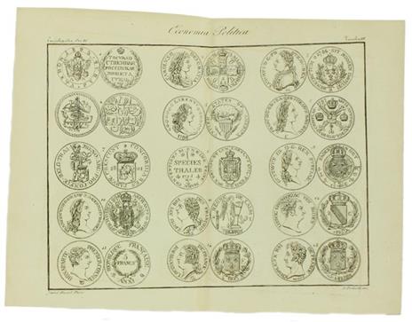Monete (Economia Politica). Cinque Incisioni Originali in Rame Tratte Da: Enciclopedia Italiana e Dizionario Italiano della Conversazione - 2