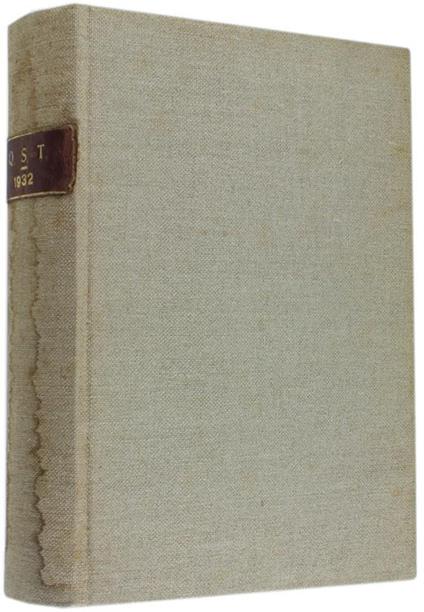 Qst - a Magazine Devoted Exclusively to the Radio Amateur. Volume XVi - copertina