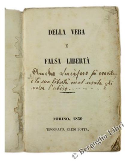 Della Vera e Falsa Libertà - copertina