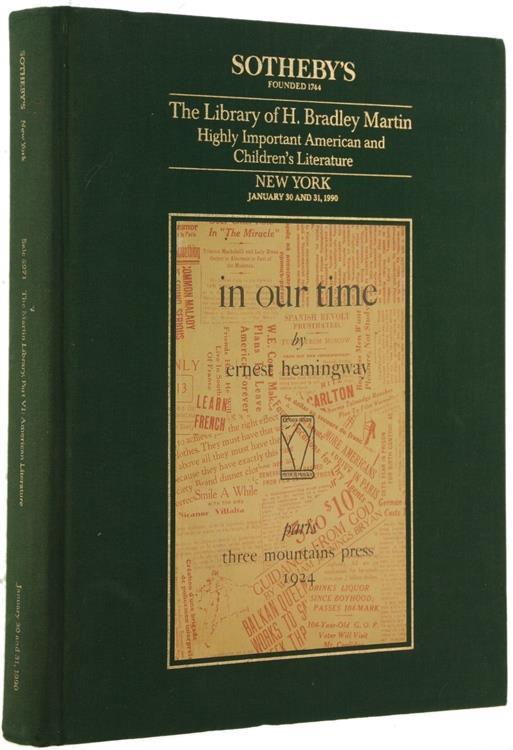 The Library of H.Bradley Martin Highly Important American and Children's Literature. New York January 30 and 31 1990 - copertina