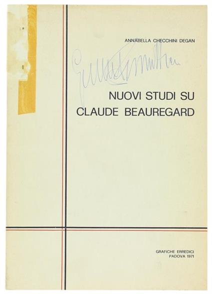 Nuovi Studi su Claude Beauregard - A. Checchini Degan - copertina