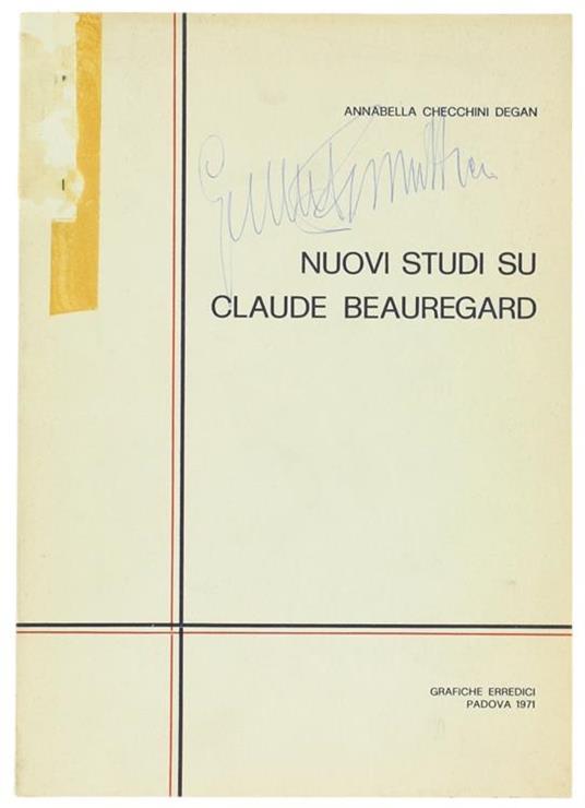 Nuovi Studi su Claude Beauregard - A. Checchini Degan - copertina