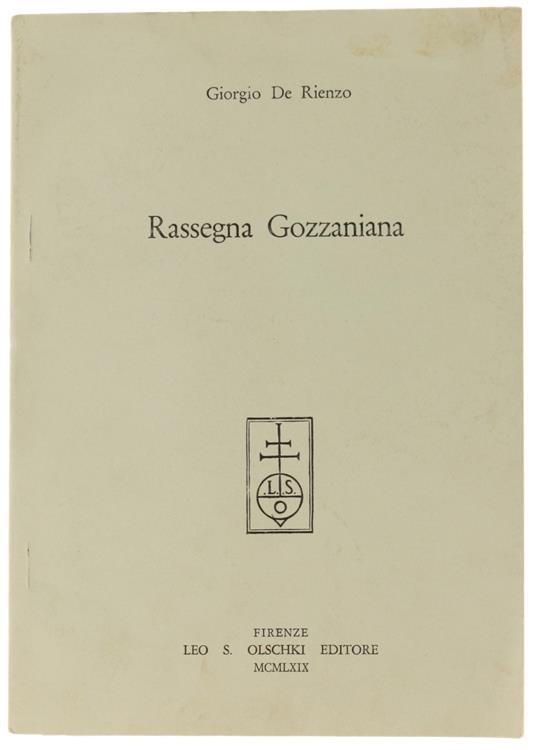 Rassegna Gozzaniana - Giorgio De Rienzo - copertina
