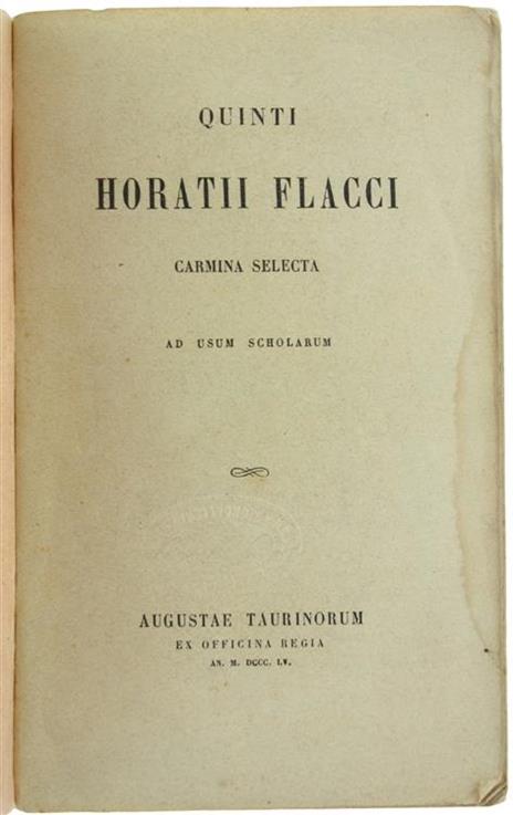 Carmina Selecta ad Usum Scholarum - Q. Flacco Orazio - copertina