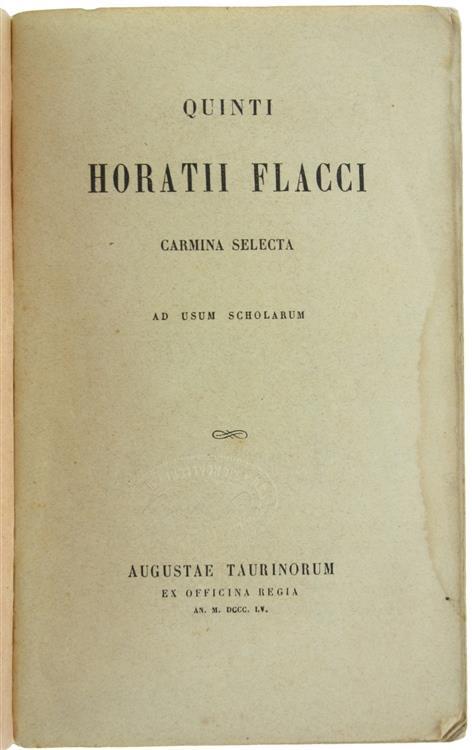 Carmina Selecta ad Usum Scholarum - Q. Flacco Orazio - copertina