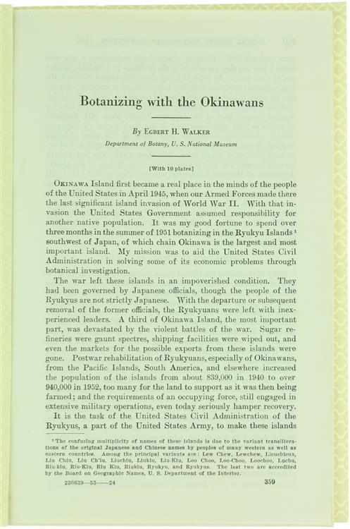 Botanizing With the Okinawans - Egbert H. Walker - copertina