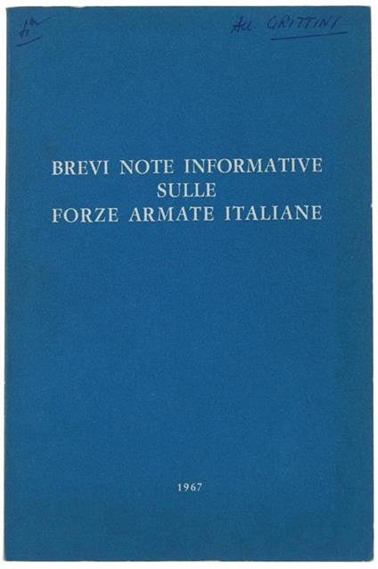 Brevi Note Informative Sulle Forze Armate Italiane - copertina