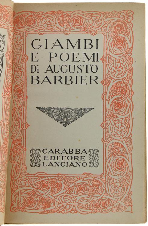 Giambi E Poemi - Augusto Barbier - copertina