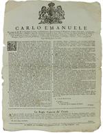 Essendoci Precisamente Necessario Un Milione Di Lire Per Supplire Con Esso Alle Gravissime Spese, Che La Presente Guerra... Dat' In Torino Li 23 Del Mese Di Marzo 1735. [Documento Originale]