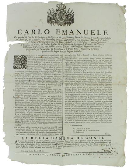 Abbisognando Le Nostre Finanze Di Due Milioni Di Lire Effettive, E In Denari Contanti… Dat' Al Quartiere Reale Di Demont Li 18 Del Mese Di Settembre 1747 [Documento Originale] - Carlo Emanuele III - copertina