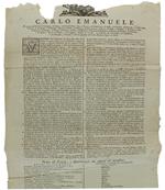 Volendo Noi Diminuire In Parte Alle Nostre Finanze Il Grave Peso… Regio Editto Dat' In Torino Li 25 Aprile 1749. [Manifesto Originale]