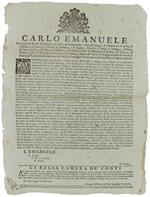 Avendo Il Re Mio Signore, E Padre Con Suo Editto Dè 15 Maggio 1729 Ridotto Al Tre Per Cento Il Provento Dè Capitali Introggi...Dat' In Torino Li Dieci Del Mese Di Febbrajo 1735 [Documento Originale]