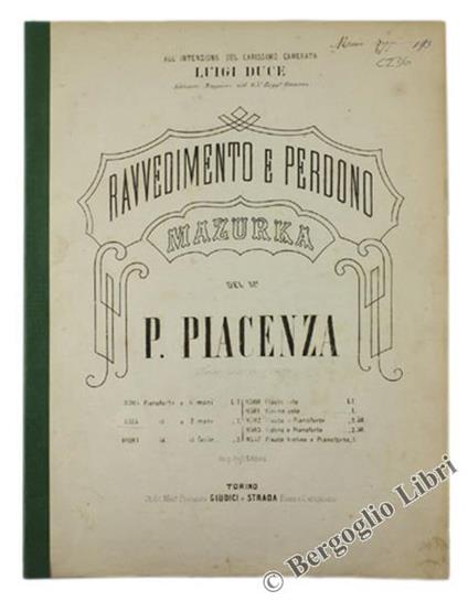 Ravvedimento E Perdono. Mazurka - P. Piacenza - copertina