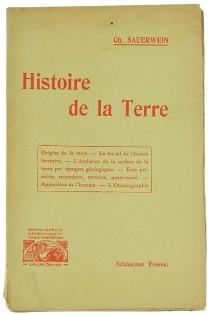 Histoire De La Terre - A. Berget - copertina