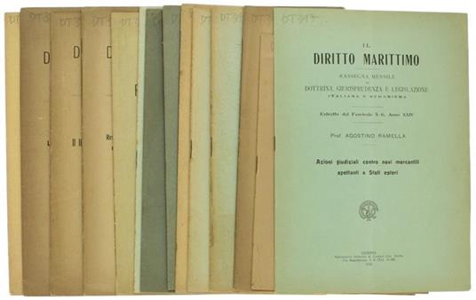 Raccolta Di 13 Estratti Di Argomenti Giuridici E Note A Sentenze, Editi Dal 1910 Al 1922 - A. Ramella - copertina