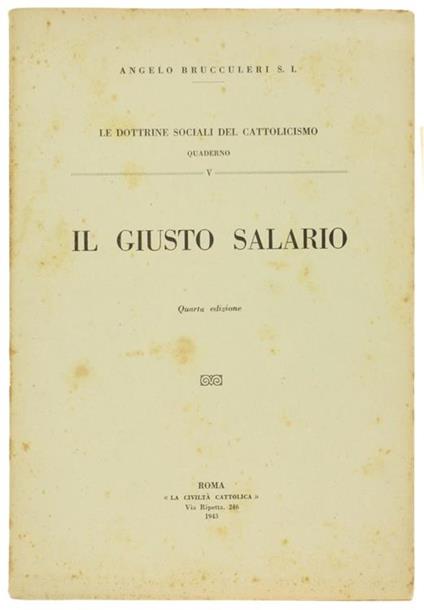 Il Giusto Salario - Angelo Brucculeri - copertina
