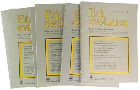 Età Evolutiva. Rivista Di Scienze Dello Sviluppo. Numeri 1-6 - copertina