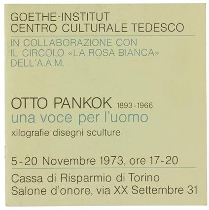 Otto Pankok 1893-1966. Una Voce Per L'Uomo. Xilografie Disegni Sculture - copertina