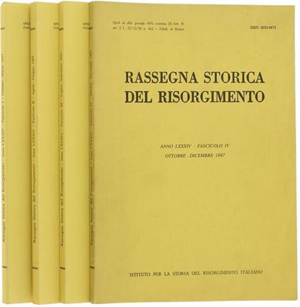 Rassegna Storica Del Risorgimento. Annata Completa 1997 (Anno Lxxiv) - copertina