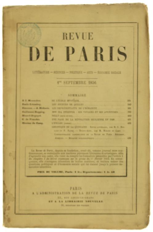 Revue De Paris. 5E Année. 1Er Septembre 1856 (Edition Originale) - copertina
