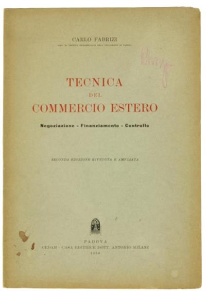 Tecnica Del Commercio Estero. Negoziazione - Finanziamento - Controllo - Carlo Fabrizi - copertina