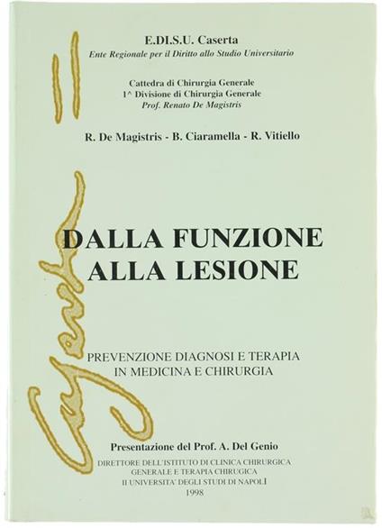 Dalla Funzione Alla Lesione. Prevenzione Diagnosi E Terapia In Medicina E Chirurgia - Renato De Magistris,Bruno Ciaramella - copertina