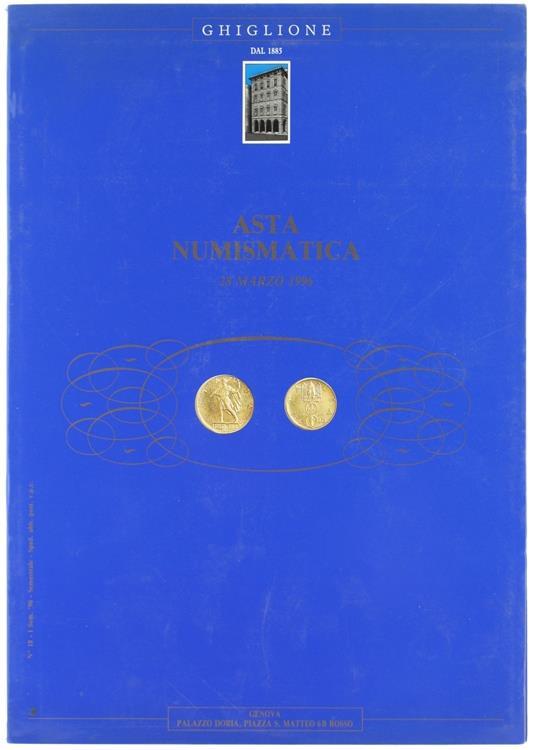 Asta Numismatica N. 16 - 28 Marzo 1996 - Gianni Ghiglione - copertina