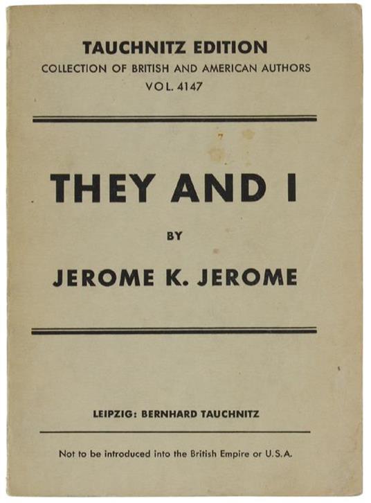 They And I - Jerome K. Jerome - copertina