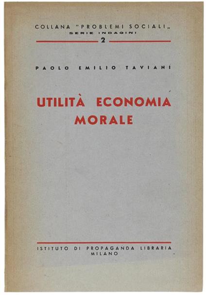 Utilità Economia e Morale - copertina