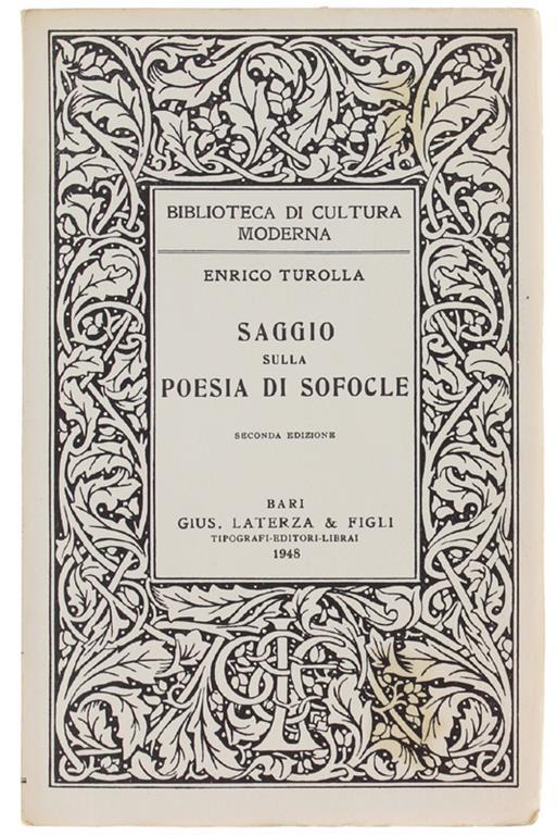 Saggio Sulla Poesia Di Sofocle - Enrico Turolla - copertina