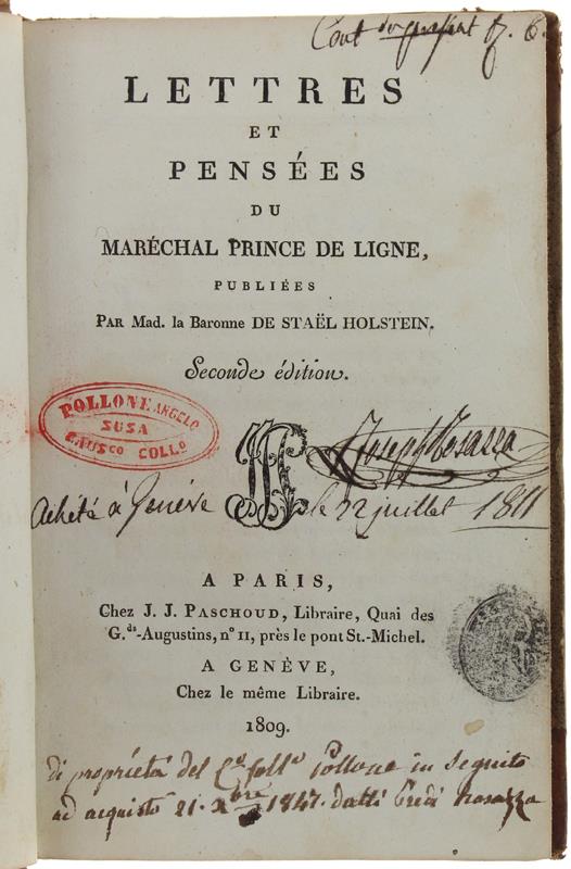 Lettres Et Pensees Du Marechal Prince De Ligne, Publiées Par Mad. La Baronne De Stael Holstein. Seconde Édition (Complet)
