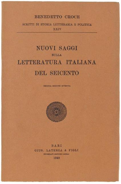 Nuovi Saggi Della Letteratura Italiana Del Seicento - Benedetto Croce - copertina