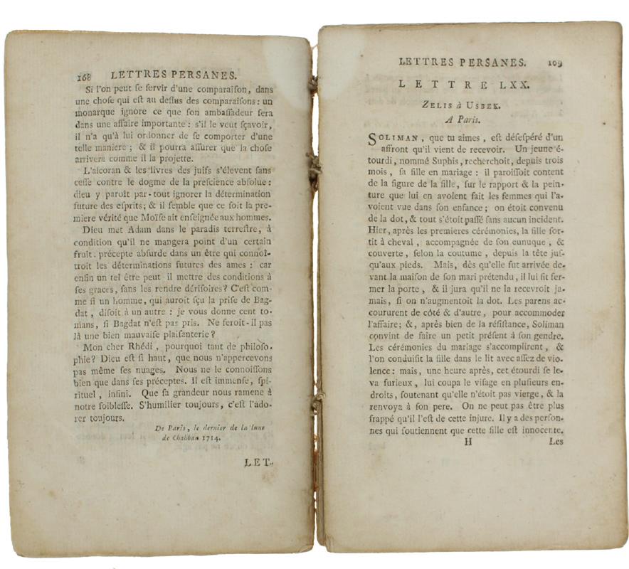 Lettres Persanes. Nouvelle édition, augmentée de douze lettres qui ne se trouvent point dans les Precedentes Et d'une Table des Matières