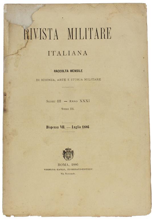 Rivista Militare Italiana. Dispensa VII - Luglio 1886 - copertina