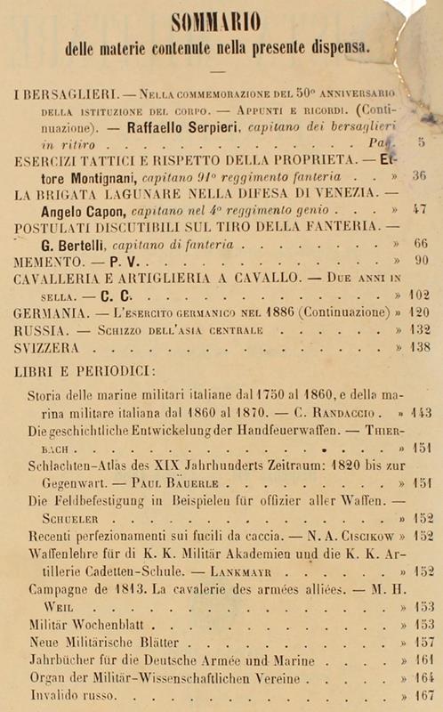 Rivista Militare Italiana. Dispensa VII - Luglio 1886