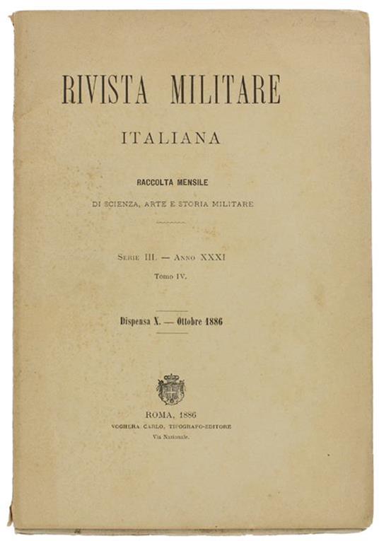 Rivista Militare Italiana. Dispensa X - Ottobre 1886 - copertina