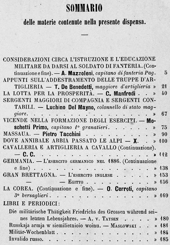 Rivista Militare Italiana. Dispensa X - Ottobre 1886